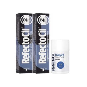 Kit 2 Tinta e 1 Oxidante Sobrancelhas Refectocil N°2 Preto Azulado