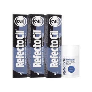 Kit 3 Tinta e 1 Oxidante Sobrancelhas Refectocil N°2 Preto Azulado