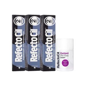 Kit Refectocil 3 Tinta + 1 Oxidante Creme N°2 Preto Azulado