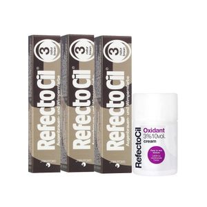 Kit Refectocil 3 Tinta + 1 Oxidante Creme Nº3 Castanho Natural