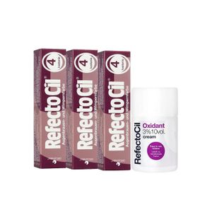 Kit Refectocil 3 Tinta + 1 Oxidante Creme N° 4 Acaju