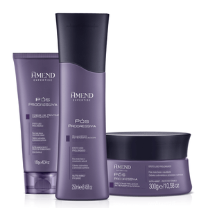 Kit Shampoo e Máscara e Creme Defrisante Amend Pós Progressiva
