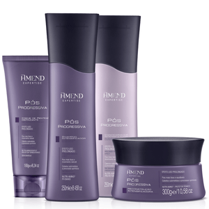 Kit Shampoo, Condicionador, Máscara e Creme Defrisante Amend Pós Progressiva